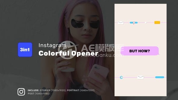 29420Instagram 多彩开幕式 – 短视频、抖音、动态图故事 AE模版