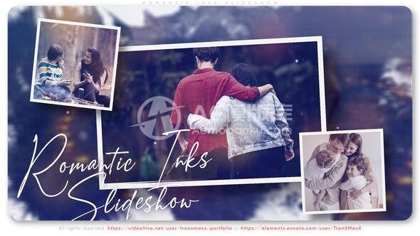 29432浪漫墨水幻灯片 AE模版