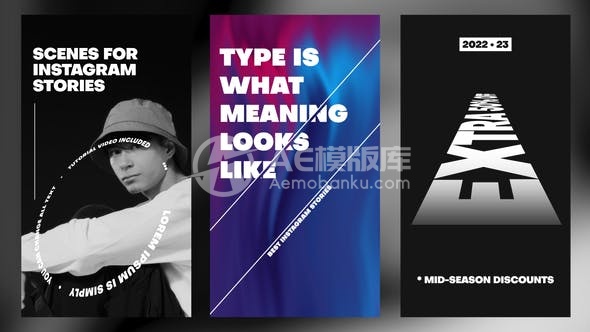 29527巨大字体Instagram故事中的排版美术设计模板 (AE模板)