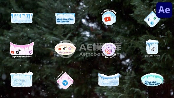 29536冰冷社交媒体名字板 | Adobe After Effects AE模版