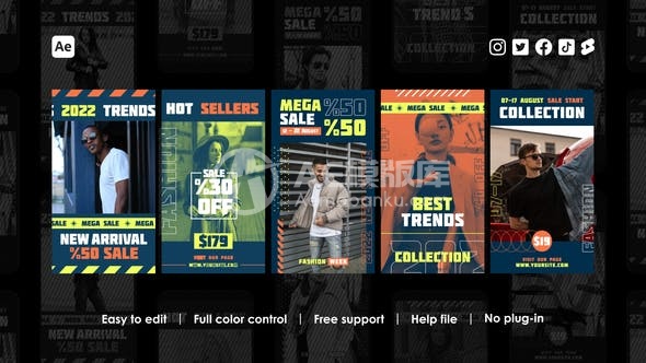 29541时尚周Instagram故事 AE模版