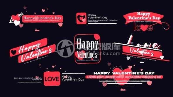 29577情人节标题栏动画模板（AE模版）