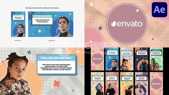 29591时尚复古风格的幻灯片 AE模版