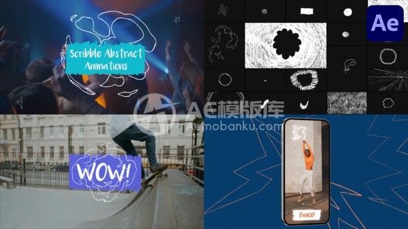 29596适用于After Effects的涂鸦抽象动画 AE模版