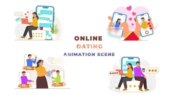 29618在线数字约会概念场景 AE模版