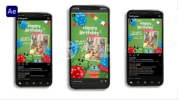 29693生日快乐 | 垂直排版 | AE模版