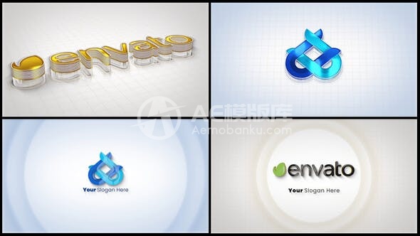 296973D弹力徽标揭示效果AE模版