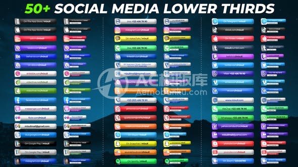 29706社交媒体下部标题效果AE模版