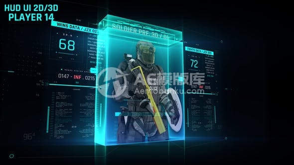 29752全息UI 2D/3D播放器 14 AE模版