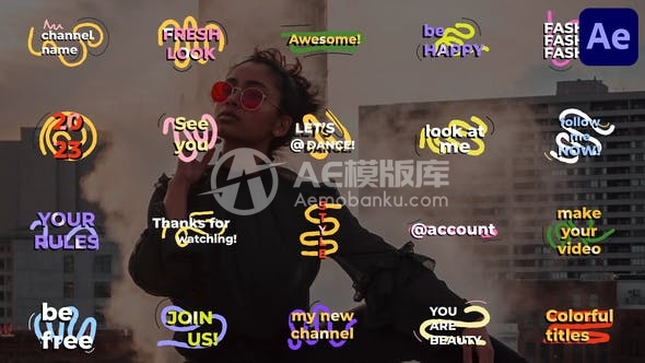 29801After Effects彩色标题线条特效模板