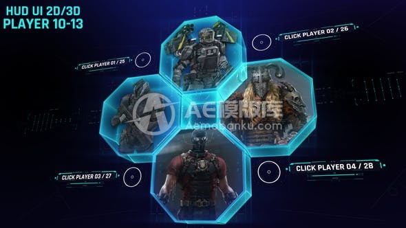29809HUD UI 2D/3D播放器 10-13 AE模版