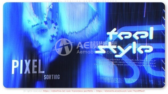 29828像素排序霓虹幻灯片AE模版