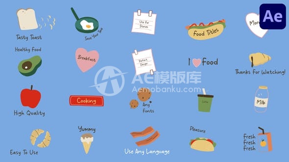 29835食物标题 | Adobe After Effects AE模版