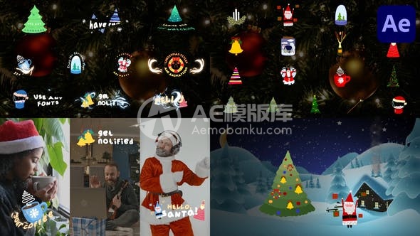 29837圣诞节标题和动画的AE模版