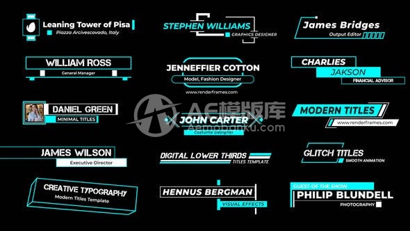 29854数字故障下三分之一字幕 AE模板