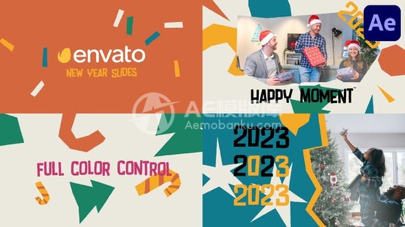 29859新年动态排版幻灯片（适用于After Effects）AE模版