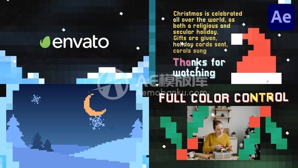 29861圣诞新年像素开场 | Adobe After Effects AE模板