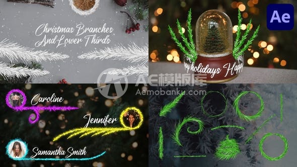 29862圣诞枝条和下三分之一标识AE模版