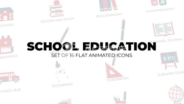 29938学校教育 – 16个动画图标模板 AE模版
