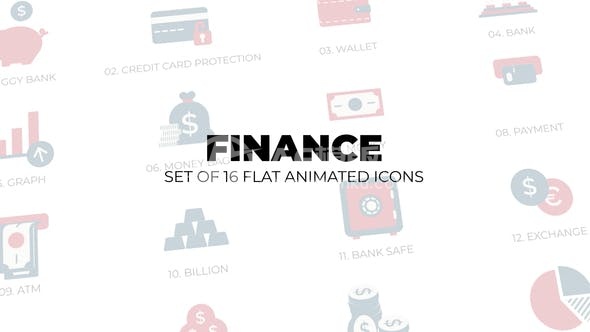 29944金融经济-16个动画图标套件(AE模版)