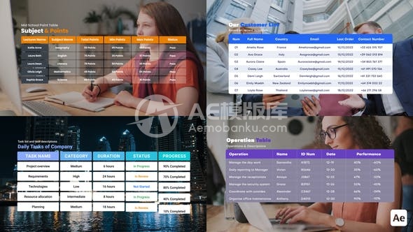 29956表格列表套装 AE模版
