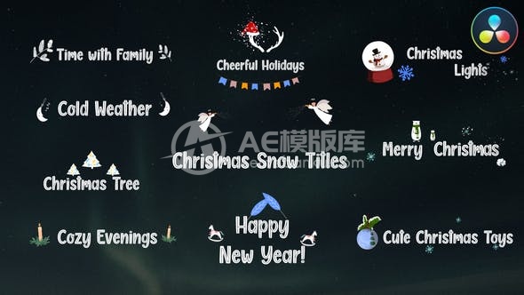 29967圣诞节雪花标题（适用于DaVinci Resolve）