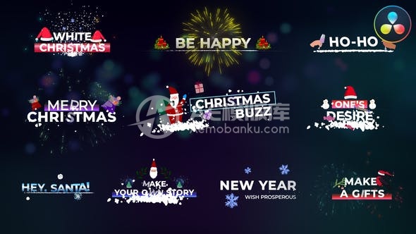 29969圣诞节标题特效模板（适用于达芬奇调色软件）