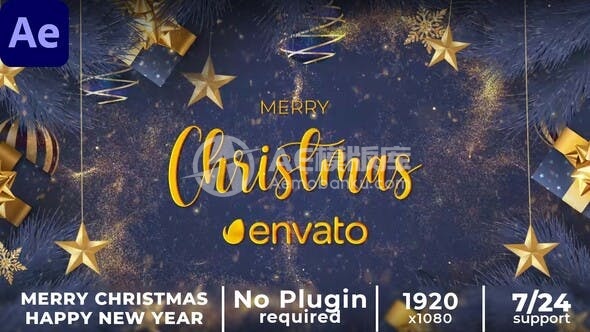 29997圣诞快乐 || 新年快乐 || 圣诞节片头动画AE模版