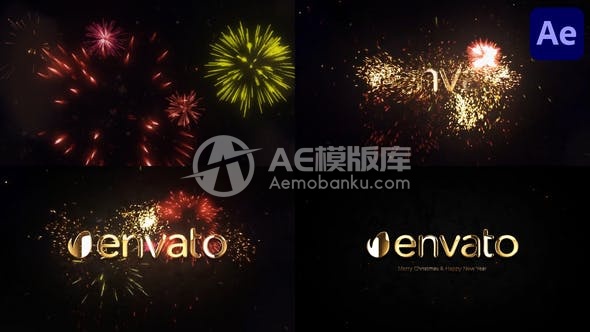 29999After Effects新年烟花Logo AE模版