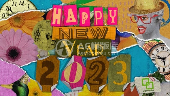 30004新年拼贴开场动画AE模版