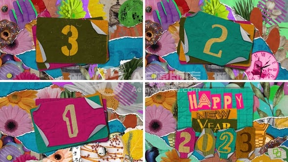 30007新年倒计时拼贴画AE模版