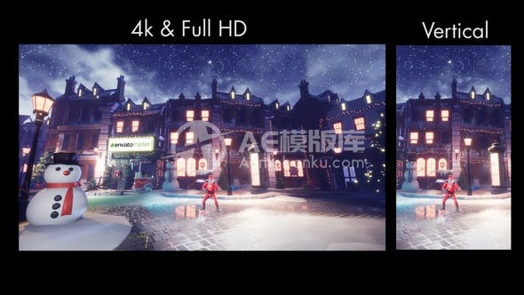 30014圣诞街头魔术 AE模版