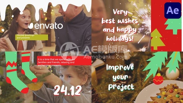 30020After Effects圣诞问候场景AE模版