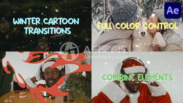 30021冬季卡通过渡效果 | Adobe After Effects AE模版