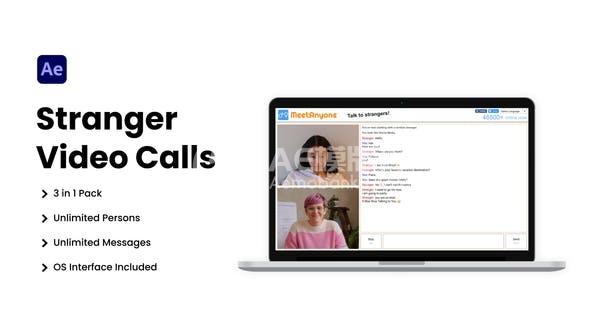 30022随机视频聊天呼叫界面套件 – 三合一 AE模版
