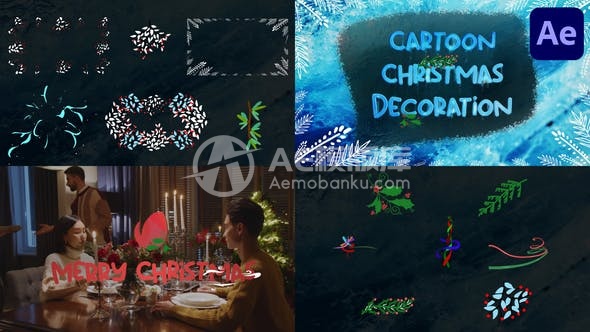 30025卡通圣诞装饰特效 | Adobe After Effects AE模板