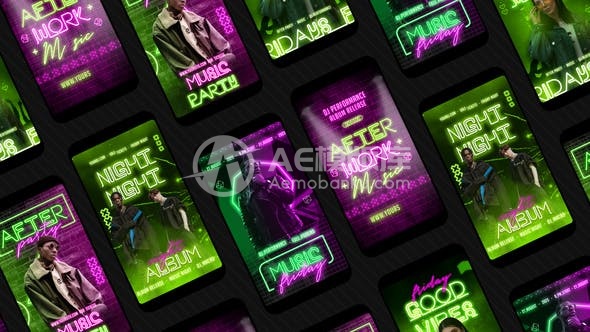 30071霓虹卷筒筒AE模版