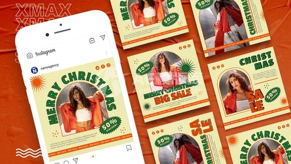 30072圣诞节特卖Instagram故事模板AE模版