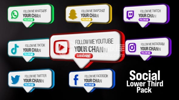 300933D社交标题包 AE模板