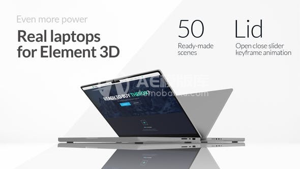 30104逼真的笔记本电脑 – 用于Element 3D 贴图的AE模版