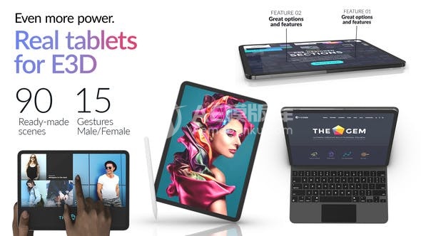 30109真实平板电脑的Element 3D效果
