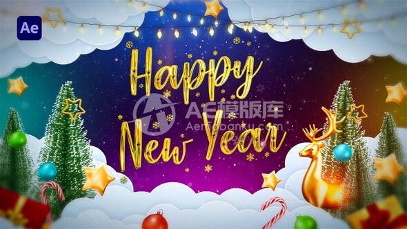 30116圣诞节三合一Instagram版本 | 快乐新年开场 AE模版