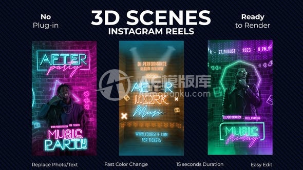 301663D Instagram Reels（3D Instagram 视频集锦）AE模版