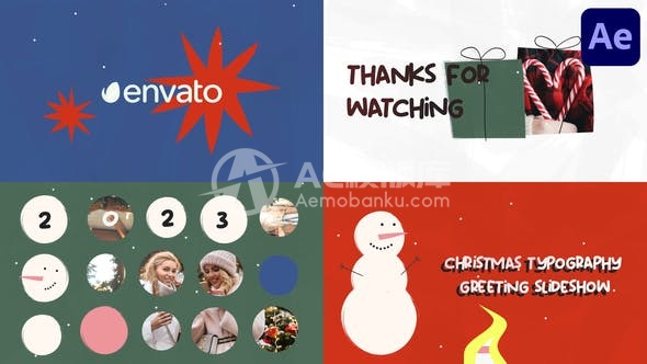 30212圣诞节字幕问候幻灯片配合AE模版