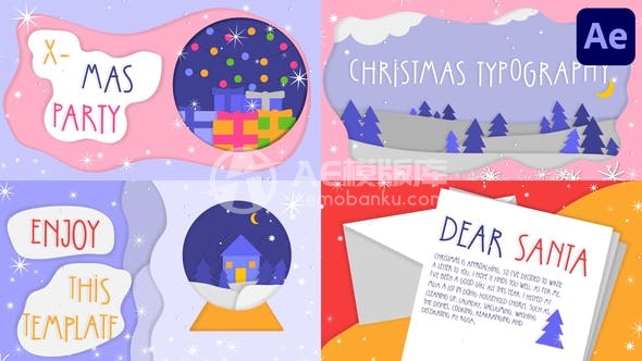 30216圣诞问候 色彩斑斓的场景 | Adobe After Effects AE模版