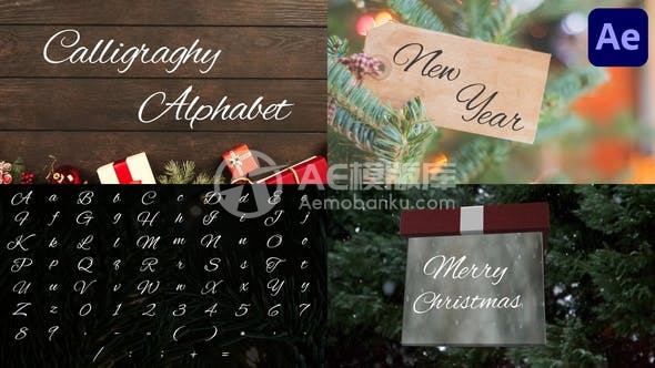 30240圣诞书法字母 | Adobe After Effects AE模版