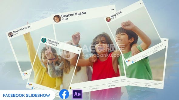 30243Facebook 幻灯片制作 AE 模版