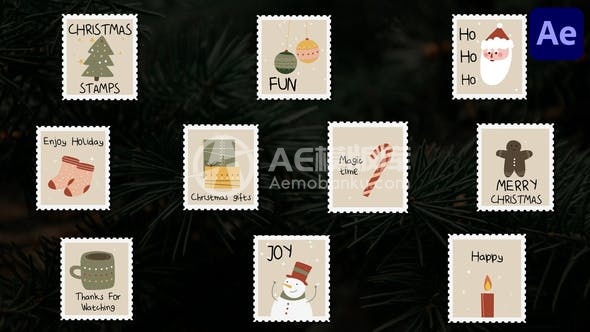30275圣诞邮票标题——AE模版