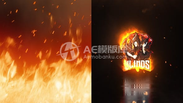 30295燃烧之火Logo揭示效果AE模版