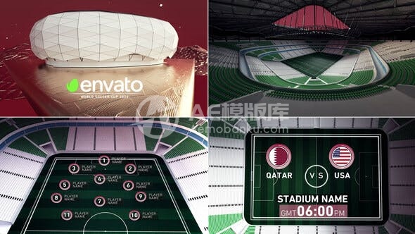 303052022卡塔尔世界足球教育城体育场 AE模版